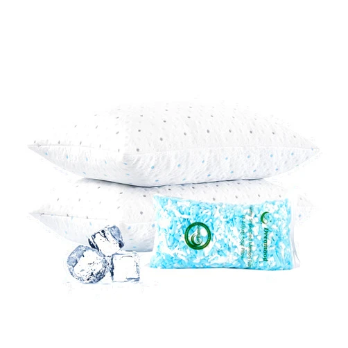 Dreamood Cooling Pillows Queen Size Set of 2 with Extra Stuffing Adjustable 100% Shredded Memory Foam Pillows Firmer & Soft with Washable Cover Bed Pillows for Side Back Stomach Sleeper Hypoallergenic
