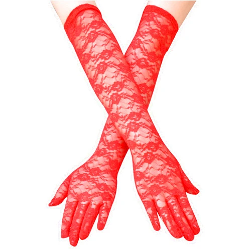 COSFAN Women Lace Gloves,Long Floral Opera Gloves,Vintage Wedding Gloves,Elbow Length Lace Gloves for Dance Halloween