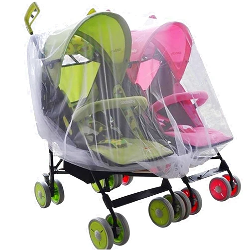 RUIXIA Twin Baby Stroller Full Cover Mosquito Netting Breathable Mesh Drawstring Mosquito Net for Infants Bassinet Cribs Carriage Trolley Cradles Baby Jogger Pushchair Outdoor Netting
