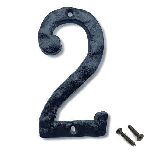 UTMOCO House Numbers for Outside-5.5 Inch high Cast Iron Hammered Style Home Address Numbers or Metal Mailbox Number (Number 2)