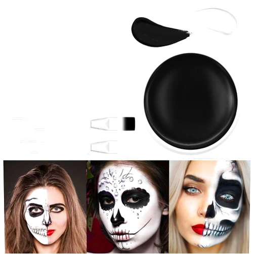 Paezm Halloween Makeup Face Body Paint - Professional SFX Makeup Kit Special Effects Ghost Skeleton for Adult Full Coverage Cosplay Corpse Paint Fx Makeup (Black & White)