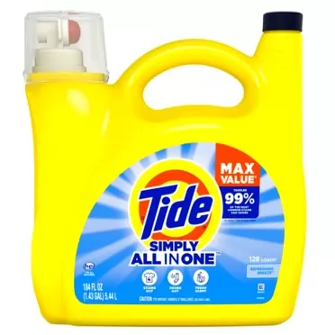 Tide Simply Liquid Laundry Detergent, Refreshing Breeze, 184 Oz, 128 Loads