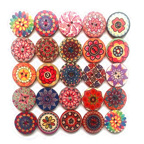 ANCHRISLY Buttons for Crafts, 100pcs Big Button Cute Large Decorative Buttons 1Inch Flower Wood Buttons for Sewing 25mm (100)