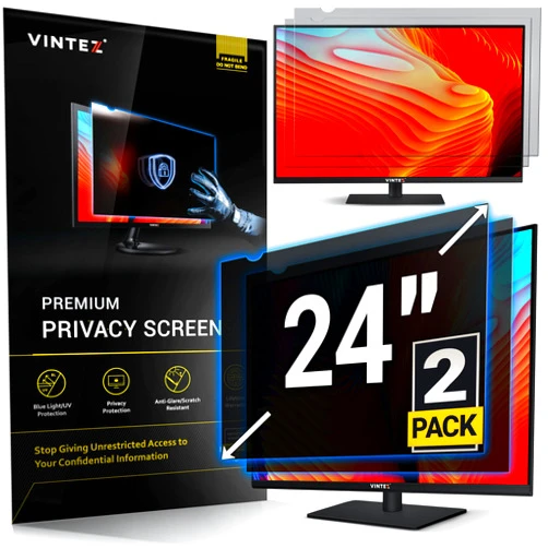 VINTEZ [2 Pack] 24 Inch 16:9 Computer Privacy Screen Filter for Widescreen Monitor and Laptop - Anti-Glare - Anti-Scratch Protector Film - Data Confidentiality Shield [2 Pack]