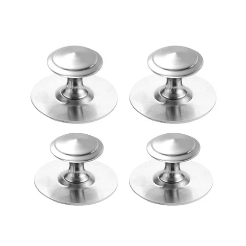 CcHhyyt 4 Pack Self-Stick Cabinet Handle Pulls Stainless Steel Silver Knobs with Adhesive for Mirror Cabinets Glass Sliding Doors Cupboards Drawer No Punching Peel and Stick Knobs Drill Free (Silver)