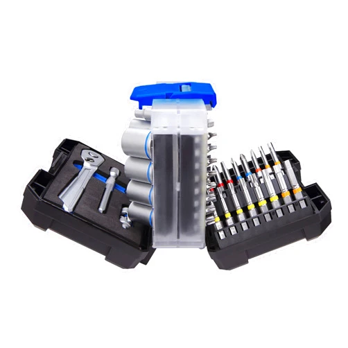KINGHEART Durable ULTRA KASE Tough Case 1/4'' inch Metric Quick-Release Ratchet Handle Multi Bit & Socket Wrench Set 66-piece for household, Black / Blue