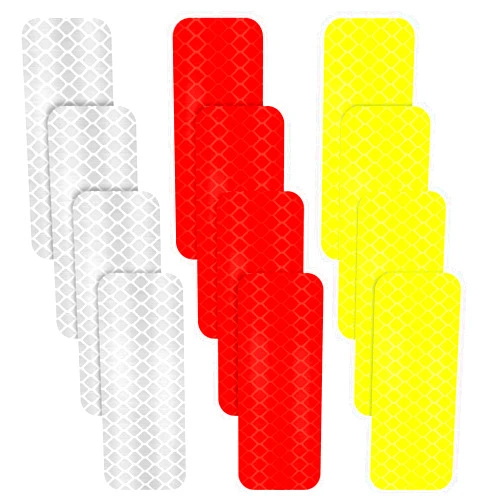 Zonon Warning Reflective Stickers Safety Reflective Stickers Night Visibility Adhesive Stickers Waterproof Reflective Tape Stickers for Vehicle Motorcycle Bicycle, 1.18 x 3.25 Inch (12)