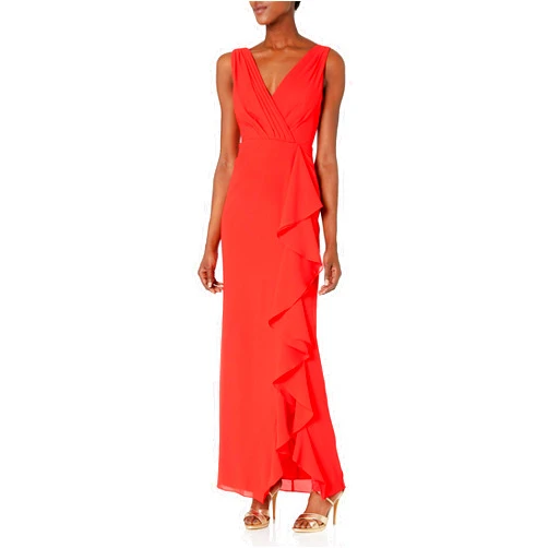 Aidan by Aidan Mattox Women's Crepe Chiffon Vneck Gown