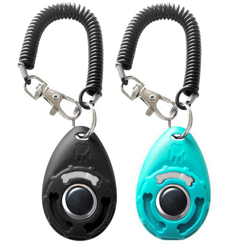 HoAoOo Pet Training Clicker with Wrist Strap - Dog Training Clickers (New Black + Blue)