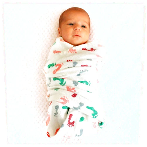 PILL THING Baby Swaddle Hospital Blanket 3 Pack, Large Nursery Receiving Wrap, Unisex Boy Girl, 100% Soft Cotton Swaddles Newborn for Comforting, Durable Hospital Quality (Baby Feet, 3 Pack)