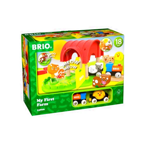 BRIO World - 33826 My First Farm | 12 Piece Wooden Toy Train Set for Kids | Interactive Learning Experience | FSC-Certified Wood | Suitable for Ages 18 Months and Up