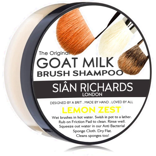 SIÂN RICHARDS Sian Richards London Goat Milk Lemon Zest Solid Brush Shampoo – Professional Makeup Brush & Natural-Hair Brush Cleaner and Sponge Soap, 2oz