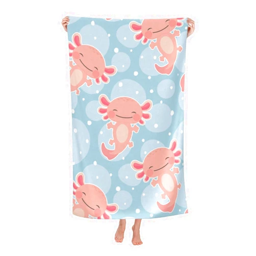 Dhakalrlde Axolotl Beach Towel Aesthetic Axolotl Theme Sand-Free Microfiber Towel Ultra Soft Quick Dry Pool Towel Absorbent Towel Lightweight Towel for Travel Outdoor Bathroom Swimming 31inx51in