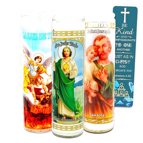Graydon Hall 3 Pack Saint Candles Catholic - Bundle Features 8