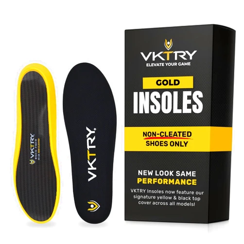 VKTRY Gold for Non-Cleated Shoes - Carbon Fiber Performance Insoles - Customized Athletic Inserts for Sports Basketball Volleyball Running & More | Shock Absorption US M6.5-7, W8.5-9, 171-220lbs
