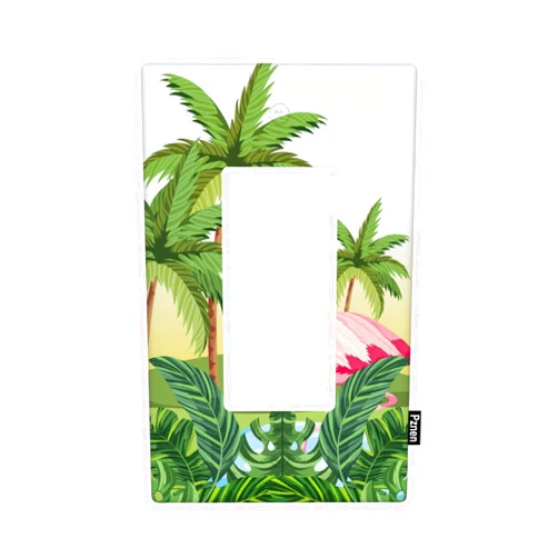 Pznen Beach Flamingo Single Rocker Outlet Wall Plate Palm Tree Banana Green Leaf Tropical Plant 1 Gang Light Switch Cover Decorative Electrical GFCI Switchplate Dimmer Decor