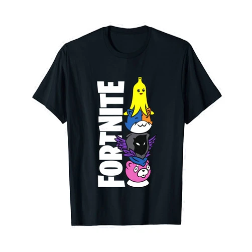 Fortnite Black Classic Fit Crew Neck T-Shirt - Adult Polyester & Cotton Short Sleeve