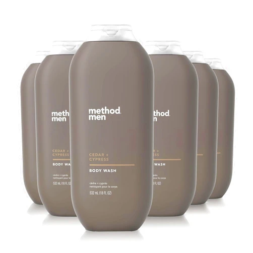 Method Men Body Wash, Cedar + Cypress, Paraben and Phthalate Free, 18 FL Oz (Pack of 6)