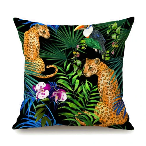 Solekla Animal Print Leopard Pillow Cover Cotton Linen Tropical Safari Decorative Pillow Covers Cushion Cover Home Decor Pillowcase for 18x18 Inch