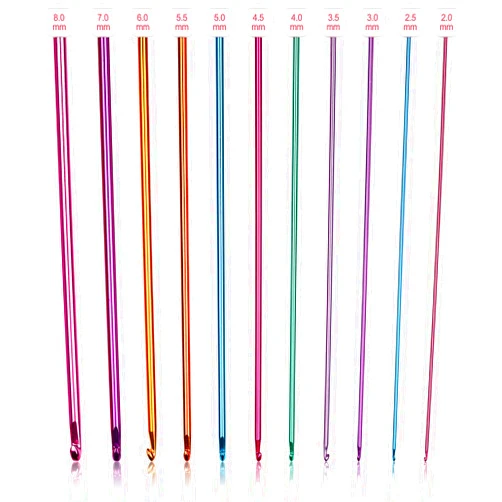 Coopay Long Crochet Hook Set, 11pcs Tunisian Multicolor Afghan Crochet Needles for Crocheting, 2mm(B)-8mm(L), Great Knitting & Crochet Supplies Tool for Beginner, Crocheter & Knitter