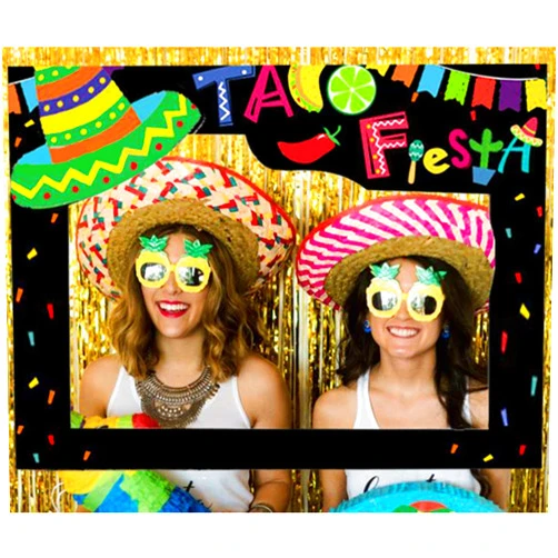 LaVenty Mexican Selfie Frame Props Mexican Photo Booth Props Fiesta Photo Booth Props Cinco De Mayo Selfie Frame Fiesta Decorations Mexican Party Decor