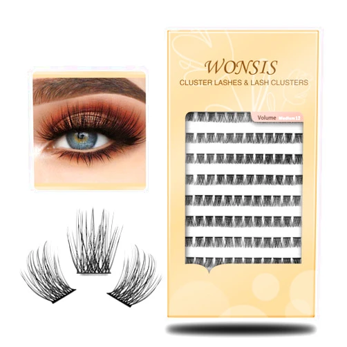 WONSIS Lash Clusters, 120 Pcs Individual Lashes Cluster, Soft and Lightweight Individual Lashes, 0.07 Thickness C Curl Synthetic Reusable Artificial DIY Lash Extension (Volume-12mm)