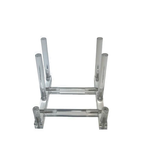 THB Products Clear Modern No Show Style Dinnerware Display Stand for 2 Plates, Cup & Saucer - Item 061348