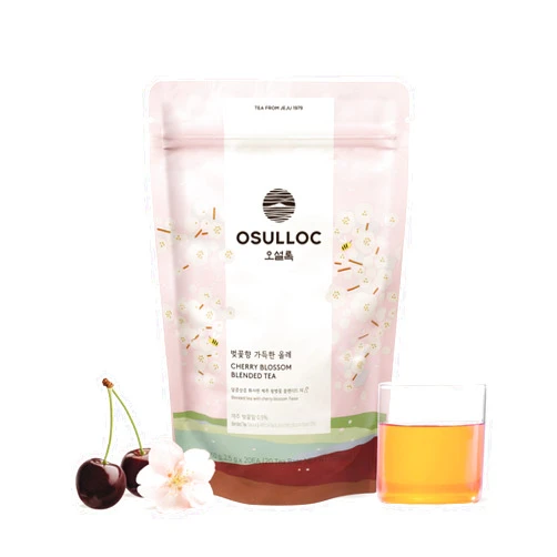 OSULLOC Cherry Blossom Tea (Floral, Sweet cherry scent) | Sweet Fruit Tea | 20 Pyramid Tea Bags, 1.76oz