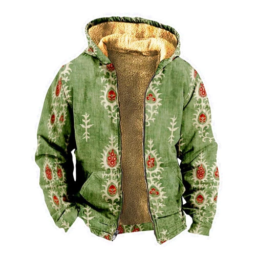 Shusuen Mens Vintage Fleece Jacket Sherpa Lined Winter Coats Winter Warm Puffer Jacket Outdoor Thick Casual Hoodies Hooded