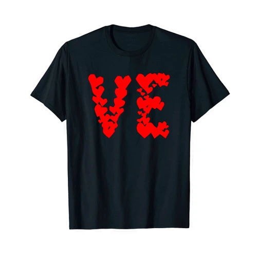 Matching couple by yuma Half love with hearts matching couple partner Valentines Day T-Shirt