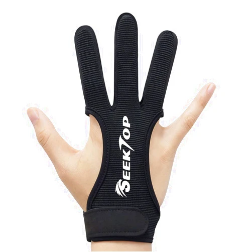 Seektop Archery Gloves Shooting Hunting Leather Three Finger Protector for Youth Adult Beginner