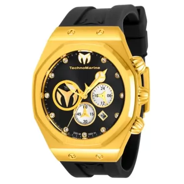Technomarine Men's Reef Sun Stainless Steel Quartz Watch with Silicone Strap, Black, 24 (Model: TM-520002)