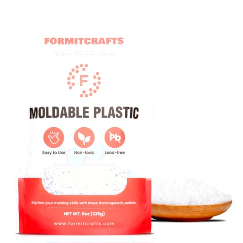 Formit Crafts Thermoplastic Beads -8 oz. Polymorph Plastic Pellets(Made in Spain) - Reusable Moldable Plastic Beads - Melting Plastic Pellets for Modeling, DIY Craft