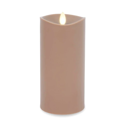 Luminara Timeless Taupe Outdoor Flameless Candle Moving Flame LED Pillar Battery Operated Lights for Outdoor Decor Premium Plastic IPX4 Water Resistance (3.25