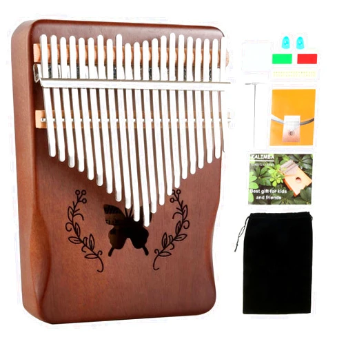 Lemfema Kalimba Thumb Piano 21 Keys, Portable Mbira Finger Piano Gifts for Kids and Adults Beginners(Brown)