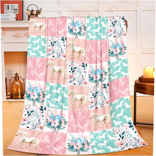 Fuzawet Horse Throw Blanket White Horse Gifts for Kids Girls Boys Adults Women Men Soft Cozy Warm Plush Fluffy Fuzzy Fleece Blanket Birthday Festival Decor 40''X50''