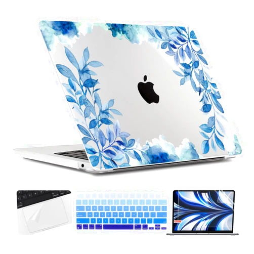 TWOLSKOO for M2 MacBook Air 13 inch Case 2022 A2681, Clear Plastic Hard Shell Cover with Screen Protector & Keyboard Cover & Trackpad Film for MacBook Air M2 Case 13.6