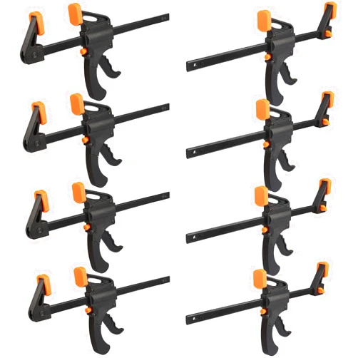 GENHAKON 8 Pack 10 Inch F Bar Clamp, Medium Duty 300lbs One Handed Clamps/Spreader, Bar Clamps for Woodworking, Crafting, by GENHAKON