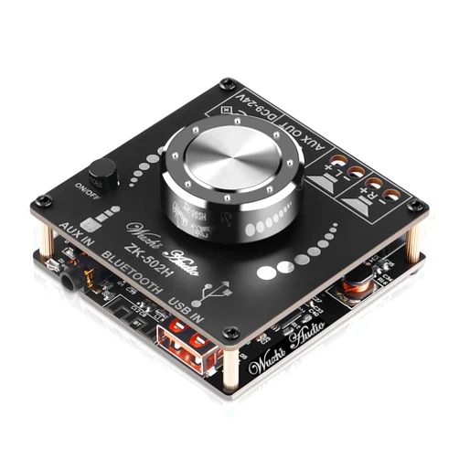 MakerHawk Blue Tooth Amplifier Board HiFi Stereo 2.0 2X50W Audio Amplifier Module TPA3116D2 Digital Power Amplifier Blue Tooth 5.0 Dual Channel AMP with AUX/USB/Flash Drive/PC Sound Card Input