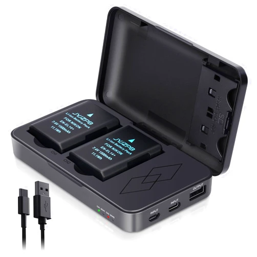 JYJZPB EN-EL14 EN-EL14A Battery Pack for Nikon D3200 D3500 D5100 D3100 D3400 D3300 D5600 Battery Rapid USB Charger Case with Dual Channel for Nikon D5200 D5300 D5500 Coolpix P7000 P7100 P7700 Camera