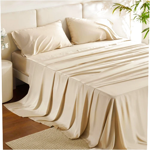 Bedsure Queen Sheet Set, Rayon Derived from Bamboo, Cooling Sheets, Deep Pocket Up to 16