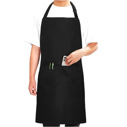 Syntus Chef Apron for Men Women Kitchen Cooking Apron with Pockets, Adjustable Bib Aprons Stain Resistant, 1 Pack Black