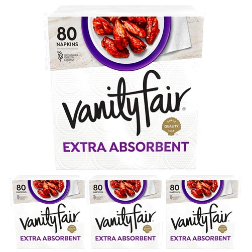 Vanity Fair Extra Absorbent Paper Napkins, 80 Count (Pack of 4)