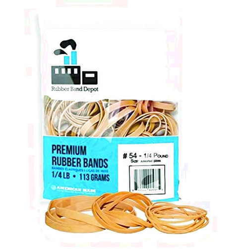 975 Supply Assorted Size Rubber Bands, Rubber Band Depot, Assorted Sizes, Includes #64 (3-1/2 x 1/4 inches), 33 (3-1/2 x 1/8 inches), and #19 (3-1/2 x 1/16 inches) - 1/4 Pound Bag