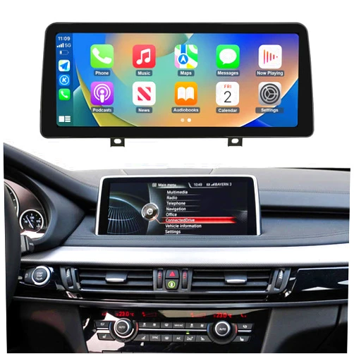NINETOM 12.3 inch Touchscreen Wireless Apple CarPlay Android Auto Multimedia Car Radio Receiver for BMW X5 X6 Series with NBT System, F15/F16/F85/F86 (2014-2016)