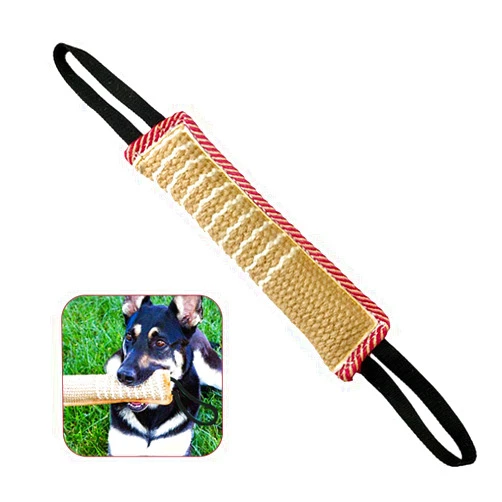 ToLanbbt Dog Tug Toy, Dog Bite Jute Pillow Pull Toy with 2 Strong Handles, Perfect for Tug of War, Puppy Training Interactive Play, Bite Training Toys for Medium to Large Dogs (Pink Yellow)