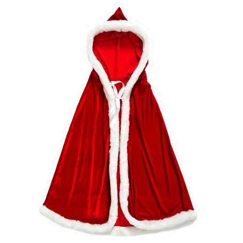 Clobeau Christmas Halloween Costumes Cloak Mrs. Claus Santa Xmas Velvet Hooded Cape Robe
