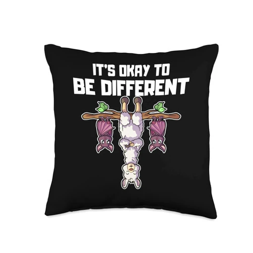 Mir Reichts ich geh Abhängen Animal Shop It's Okay to be Different Sei Anders Llama Bat Throw Pillow, 16x16, Multicolor