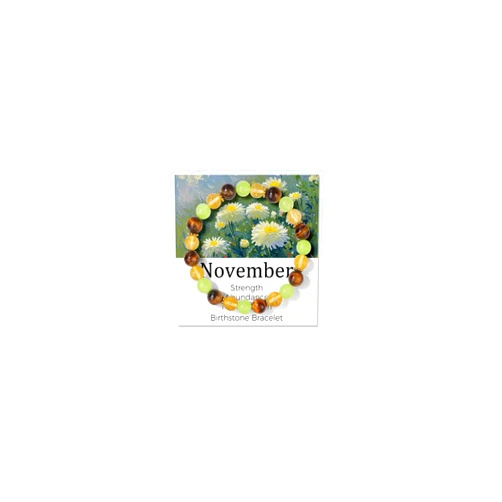 Risyfjew Birthstone Crystal Floral Bracelets for Women Men Colorful Stone Bracelet for Women Reduce Anxiety Zodiac Month Bracelet Birthday Graduation Gifts
