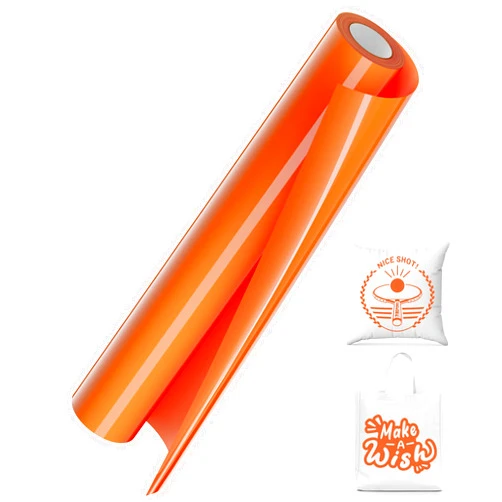 LOFFA Orange HTV Vinyl Rolls, Heat Transfer Vinyl for T-Shirt, 12'' X 10ft Orange Iron on Vinyl Compatible with Cricut and All Cutting Machines, Heat Press Vinyl for Fabric Craft DIY